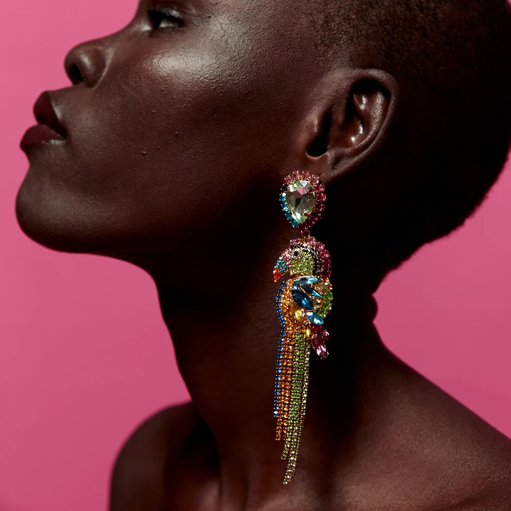 Bohemian Bird Tassel Earrings for Women Ethnic Animal Glass Dangle Drop Earring Fashion Colorful Ear Rings Jewelry Travel Party | Украшения
