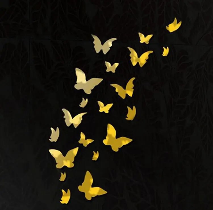 3D акриловые зеркальные наклейки Бабочка Летающая декоративная роспись стены наклейки обои стены-Collocation шкаф плащ комната