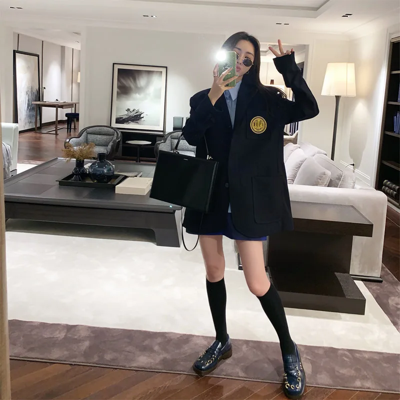 

2019 Summer And Autumn New Style Suit Jacket Women's Korean-style Loose Thin Sense of Design Non-mainstream Retro Casual Suit Wo