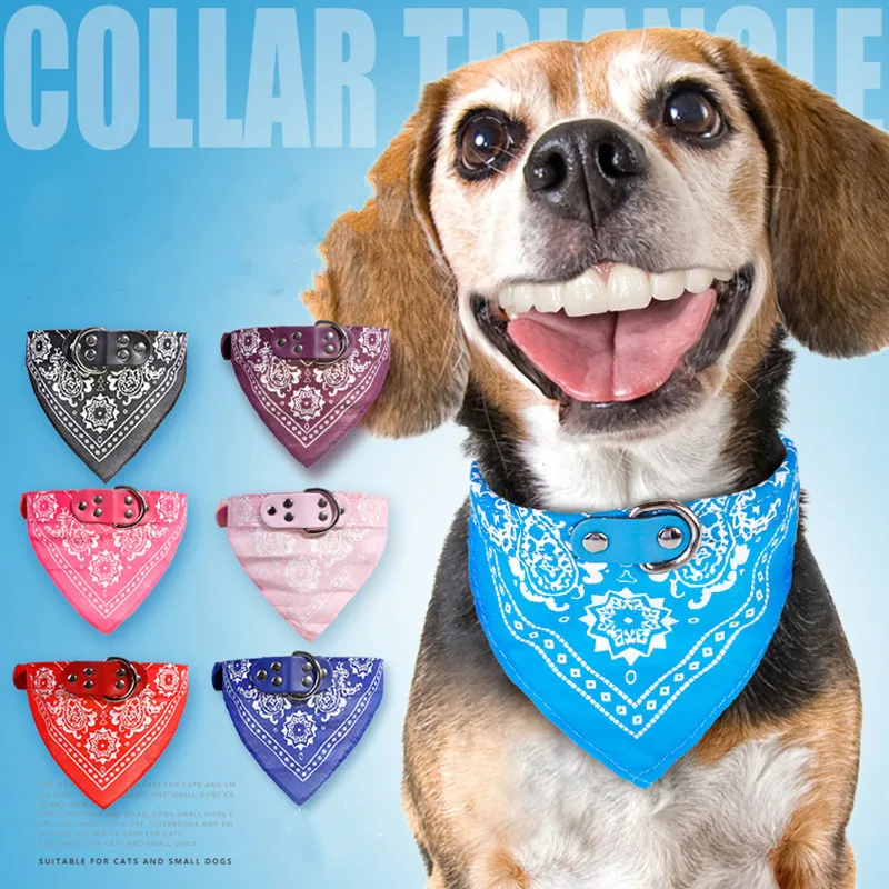 

7 Colors Cat Dog Bandana Bibs Scarf Collar Adjustable Pet Neckerchief Scarf Waterproof Saliva Towel for Small Medium Large Dogs