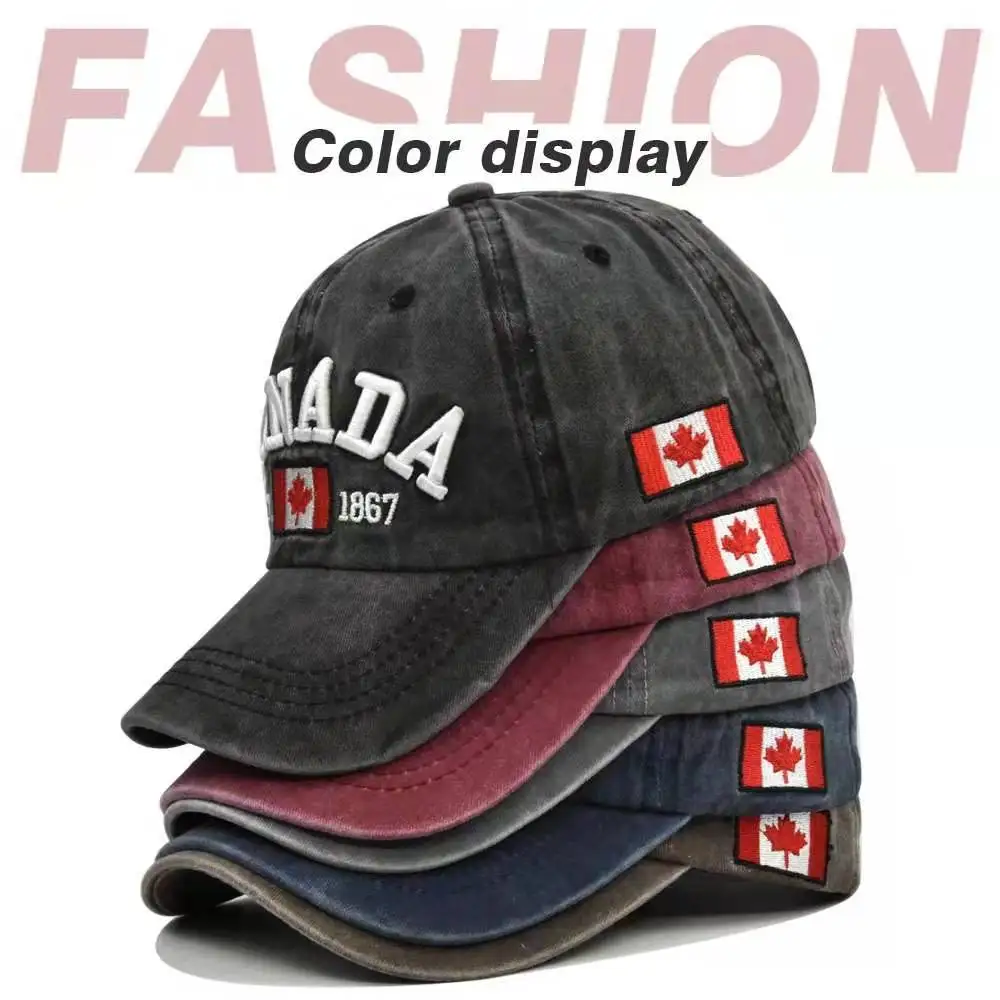 2021 New Fashion Washed Gorras Canada Baseball Cap Flag Of Canada Hat Snapback Adjustable Mens Baseball Caps Brand Snapback Hat winter baseball cap