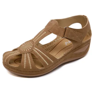 

Femmes sandals summer ladies girls comfortable hollow ankle round toe sandals women fashion soft beach shoes plus size 36~44