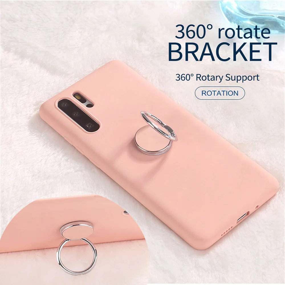 

Liquid Silicone Phone Case for SamSung A70 Case A50 S10 Plus S8 S9 Case Magetic Metal Ring Holder Cover for Samsung Note10 Coque