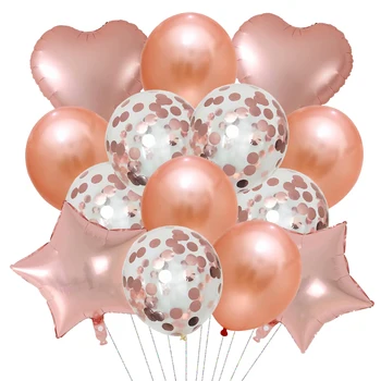 

14Pcs Multi Confetti Balloon Birthday Party Balloons Rose Gold Helium Latex Ballons Boy Girl Baby Shower Party Star Supplies