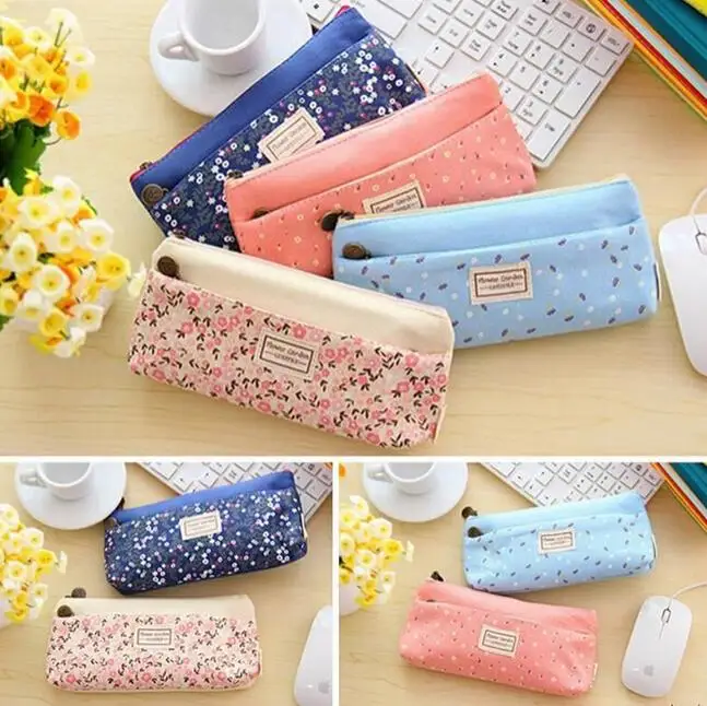 1 Pics Kawaii Soft Canvas Pen Pencil Bag Pencil Bags Pen Case School Tools For Girls And Kids Desk Holder Organizer
