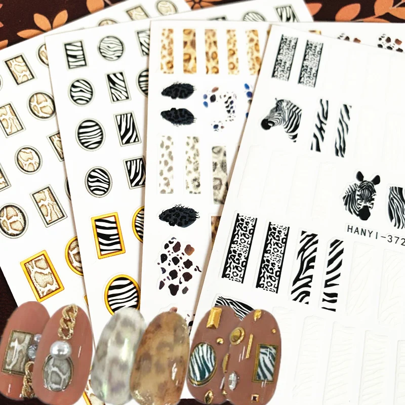 

Newest HANYI-372-373-374-375 Marking 3d nail art sticker nail decal stamping export japan design