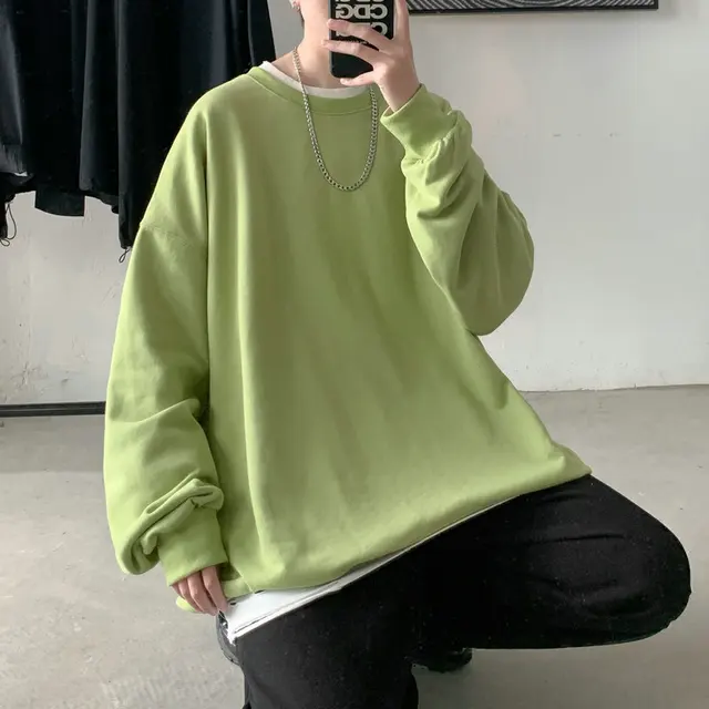 2021 Hoodies Sweatshirt Mens Black White Hip Hop Punk Pullover Streetwear Casual Fashion Clothes Mens Oversized Korean Harajuku Green