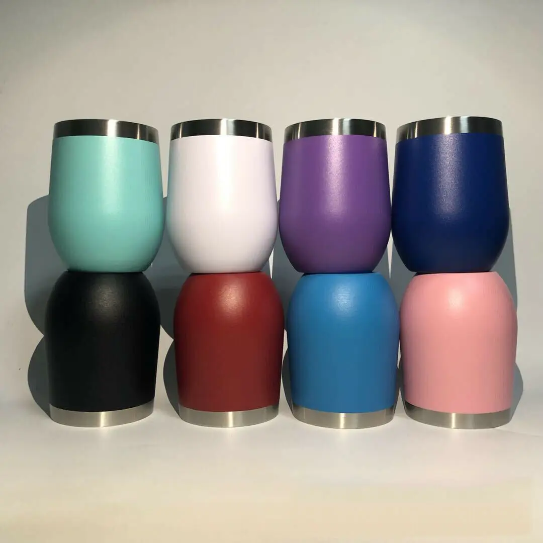 12 унций нержавеющая сталь Stemless бокалы для вина с вакуумной изоляцией чашки для напитков - Цвет: Фиолетовый