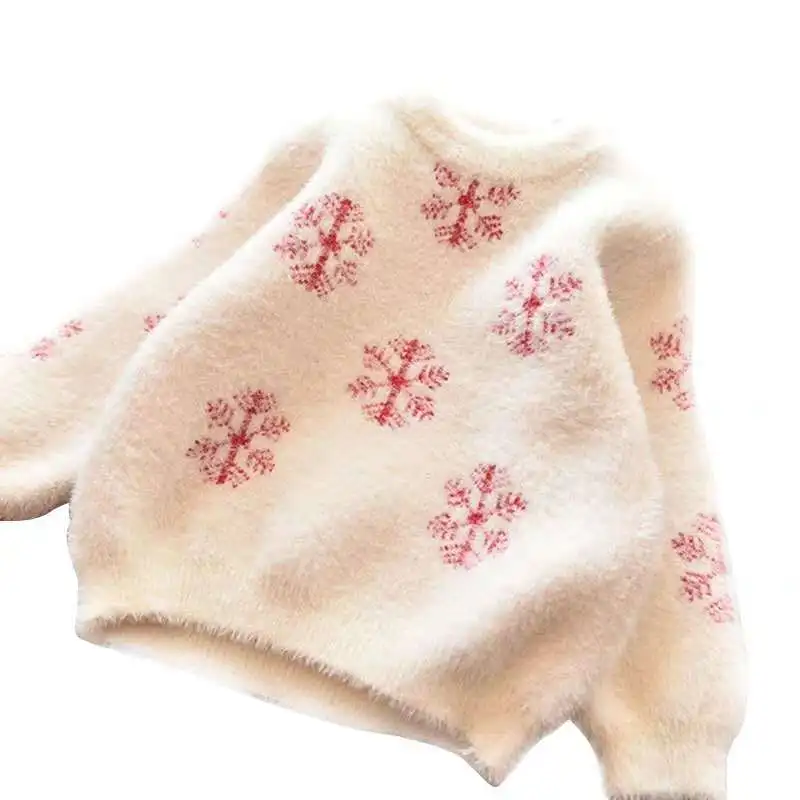 Детские свитера; осенне-зимняя одежда в горошек для маленьких девочек; Модный теплый свитер для маленьких девочек; повседневная трикотажная одежда для маленьких детей; Топ - Цвет: Бежевый