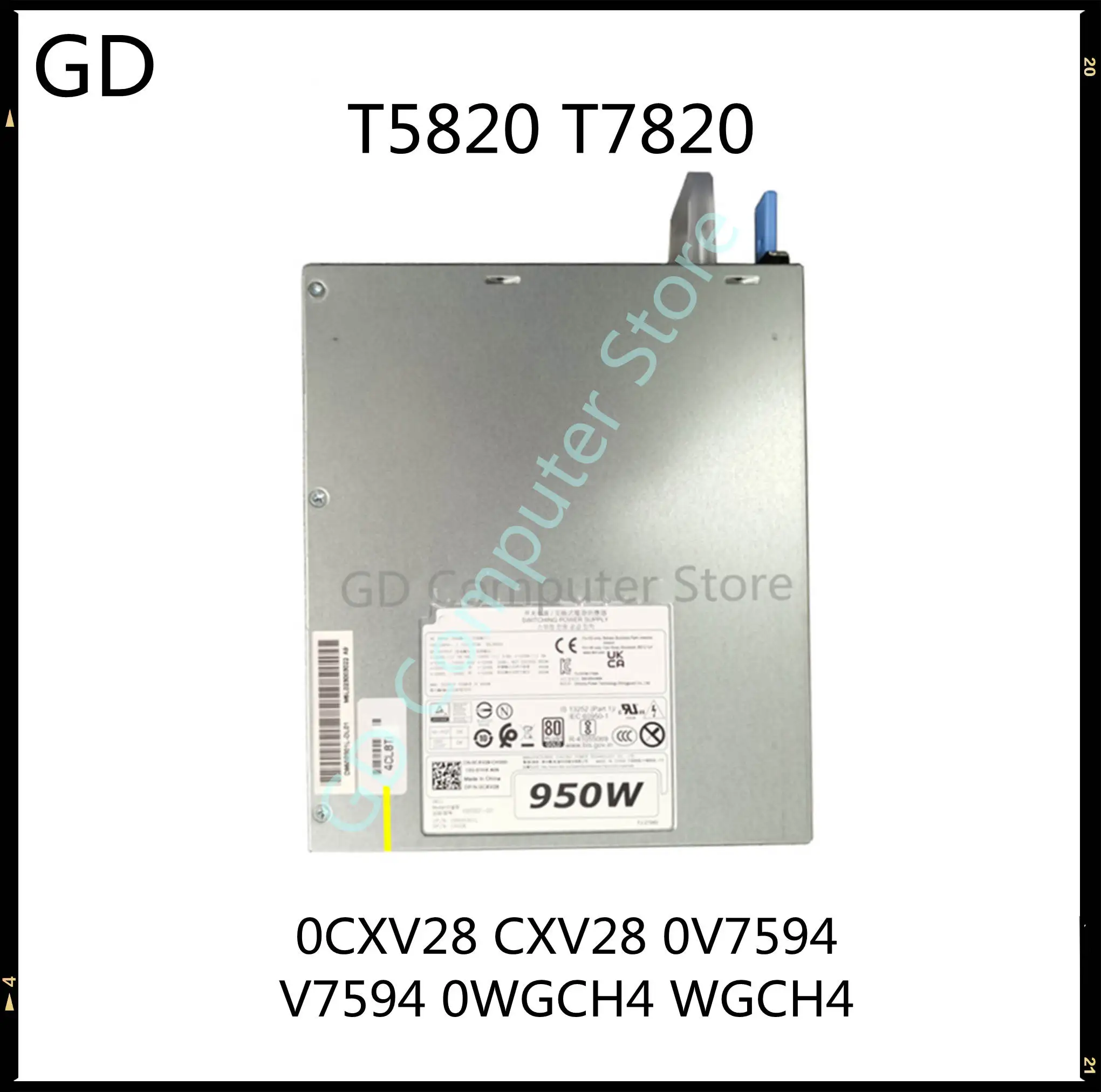 GD For DELL T5820 T7820 950W Workstation Power Supply H950EF-00 D950EF-00 AC950EF-00 0CXV28 CXV28 0V7594 V7594 0WGCH4 WGCH4 | Компьютеры и