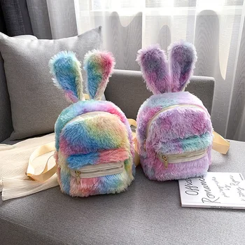 

Women Small Backpack Purse Cute Rabbit Ear Plush School Bags for Kid Girl School Backpack Travel Bag