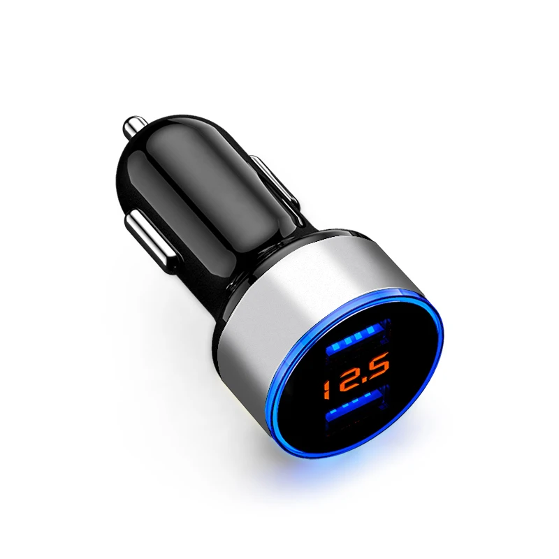 Универсальный двойной Переходник USB для зарядки в машине светодиодный дисплей 12-24 В Быстрая зарядка 3.1A Авто USB автомобильный телефон gps зарядное устройство - Название цвета: Silver