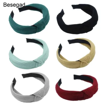 

6 Pcs Assorted Colors Knotted Headband Fashion Soft Pure Cotton Knittied Cross Knot Hairband Women Girls Hair Hoop Accessories