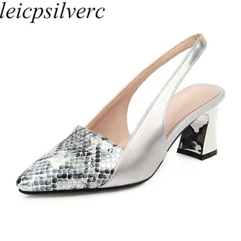 

Women Pumps Shoe High Heel Pu Slingbacks Pointed Toe Mixed-colors 2020 Spring Summer New Sexy Fashion Casual Silver Gold Red