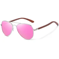 Lunettes de soleil de marque GM pour femmes, monture en bois rouge avec cadre en métal, lunettes de soleil en bois pour hommes et femmes, boîte cadeau en papier S2801 5