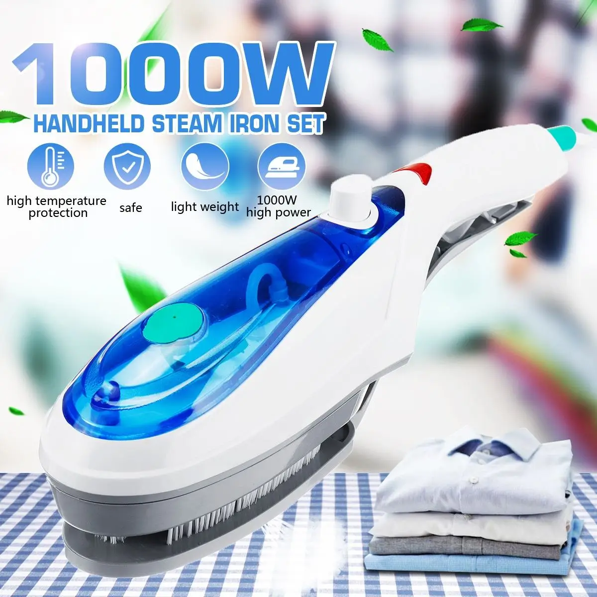 Rotating Handheld 1000W Portable Electric Iron Garment Steam Steamer Brush @FV 