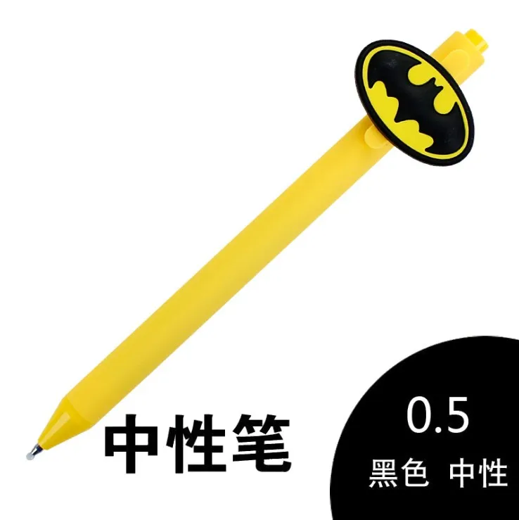 Капитан Америка, Бэтмен, Супермен, конфетный цвет, матовый, 0,5 мм, Черная гелевая ручка, креативное обучение, канцелярские принадлежности, шариковая ручка для детей
