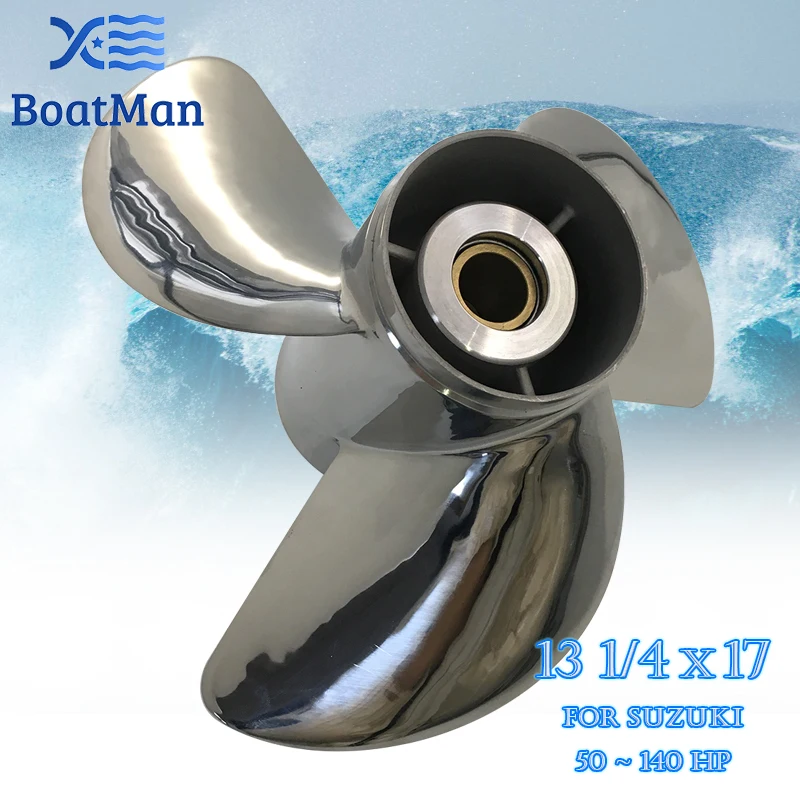 Outboard Propeller 13 1/4X17 For Suzuki Engine 50-140 HP Stainless Steel 15 Tooth splines Outlet Boat Parts 99105-00100-17P