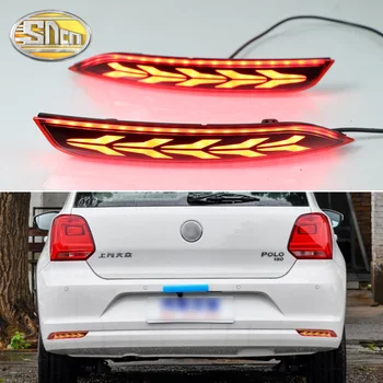

LED Rear Fog Lamp For Volkswagen Polo 2014 2015 - 2017 2018 Car Rear Bumper Light Brake Light Flowing Turn Signal Reflector