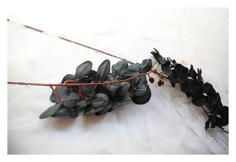 JAROWN Artificial Flower Black Butterfly Orchid Silk Phalaenopsis For Wedding Christmas Home Decoration Garden Potted Fake Plants (8)