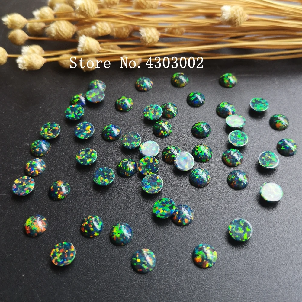 

30pcs/lot 6mm op32 Black Opal Synthetic Round Cabochon Opal Stone Round cut Fire Opal for DIY Jewelry