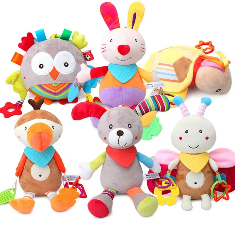 Baby Cute Multi-function Tooth Glue Appease Doll Rattles Infants Cartoon Animal Stroller Hanging Stroller Toys Educational Toys