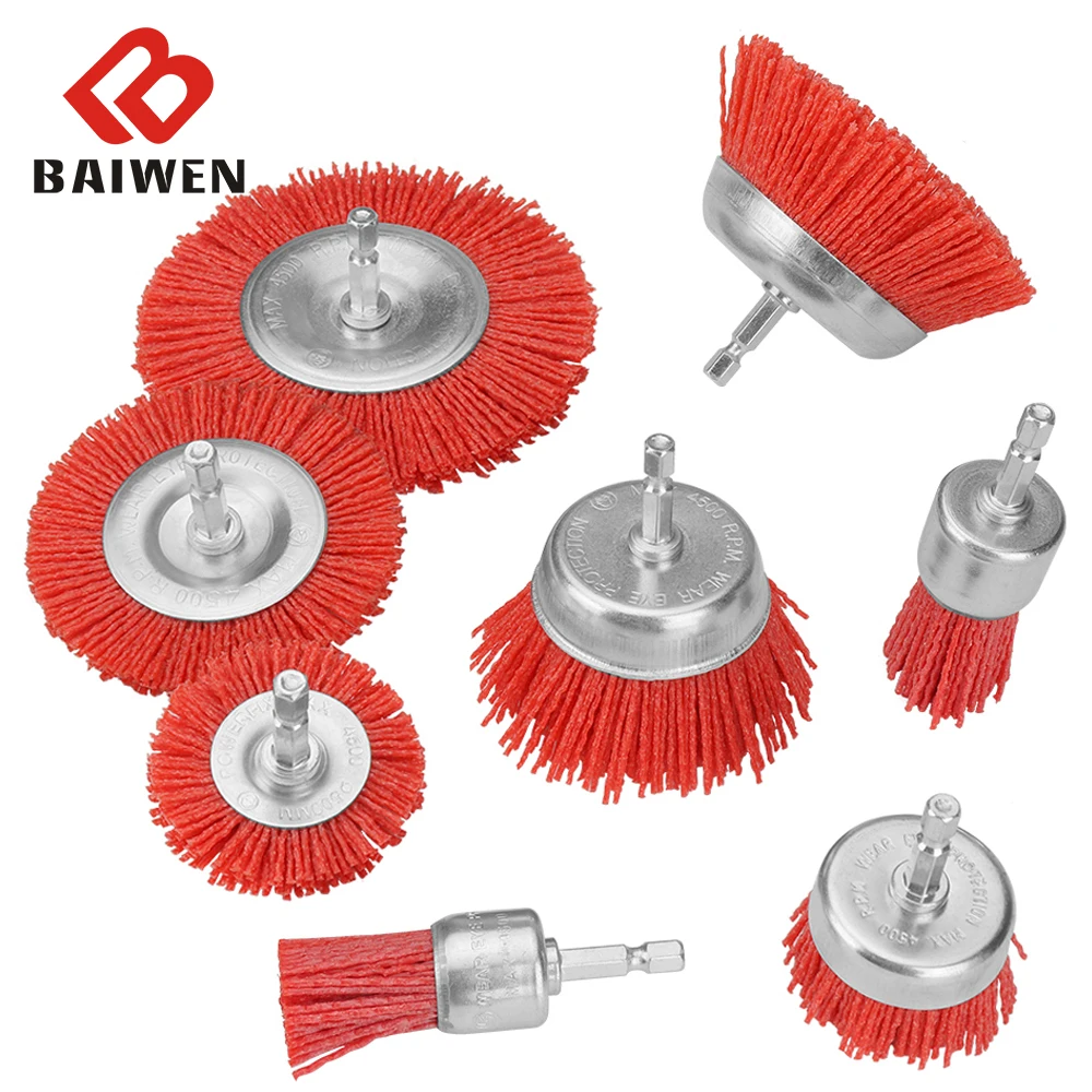 1pc 1/2/3/4inch Wire Wheel Brush Nylon Cup Brush Abrasive 1/4inch Shank