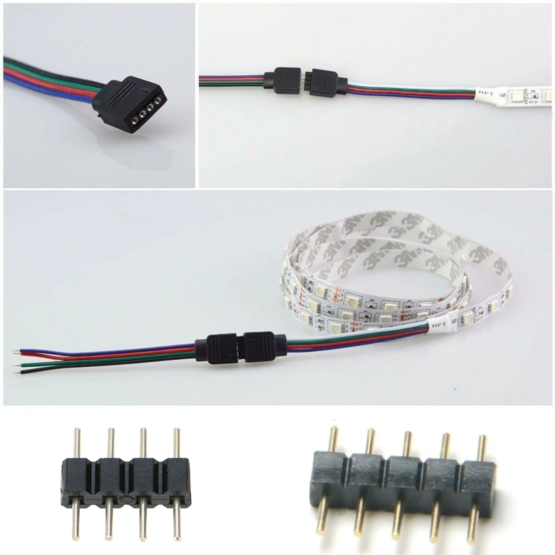 Хороший светодиодный аксессуары 4 Pin/5 pin RGB Разъем адаптер штырь иглы мужской тип