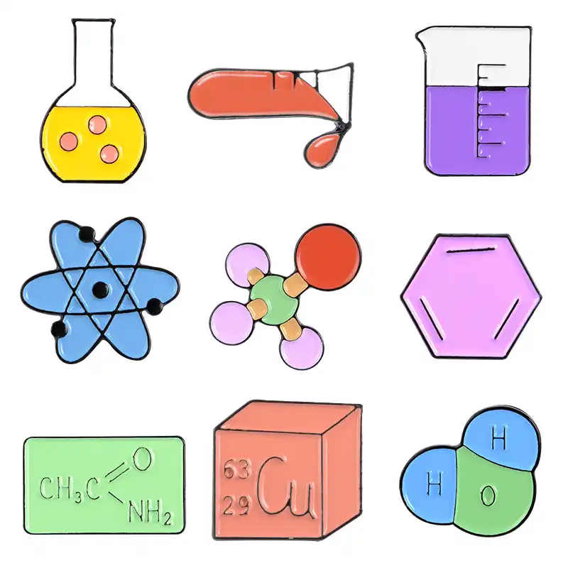 Boton Quimico De Placa Con Pin Esmaltado Con Dibujo De Laboratorio De Quimica Elemento De Estructura Molecular Joyeria Para Accesorios De Quimicos Broches Aliexpress