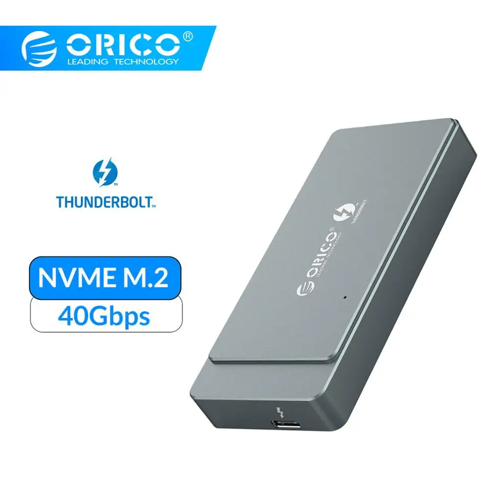 ORICO M.2 NVME SSD корпус Thunderbolt 3 40 Гбит/с SSD чехол с поддержкой 2 ТБ алюминиевый с Thunderbolt 3 C на C кабель для Mac Windows