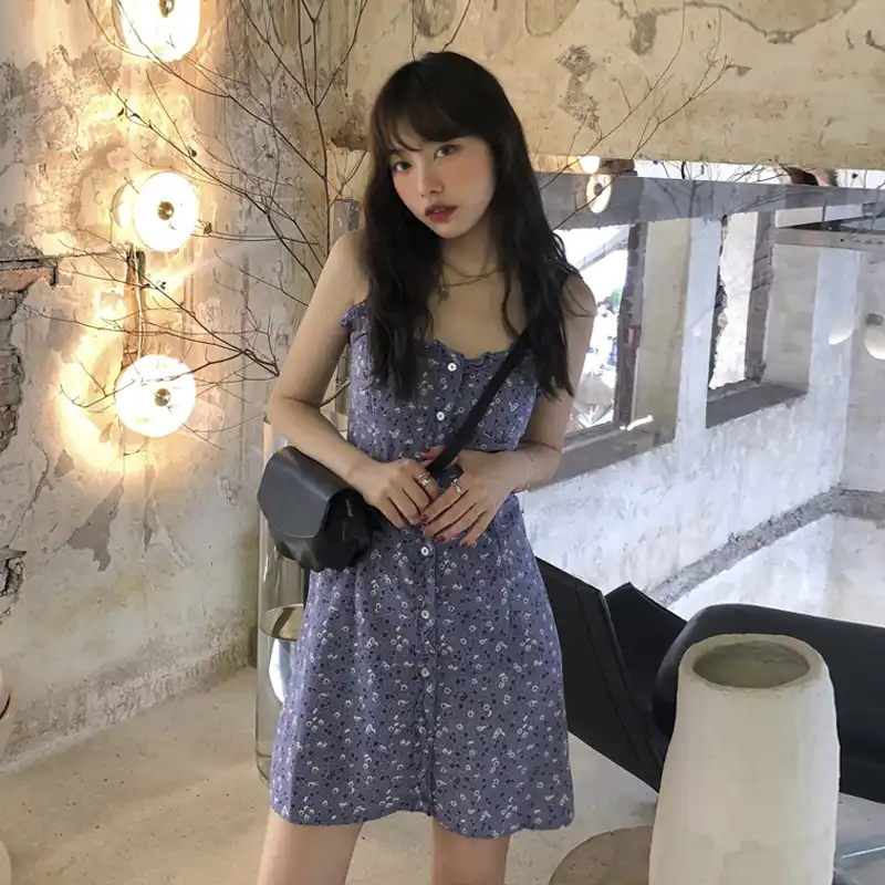 purple dungaree dress