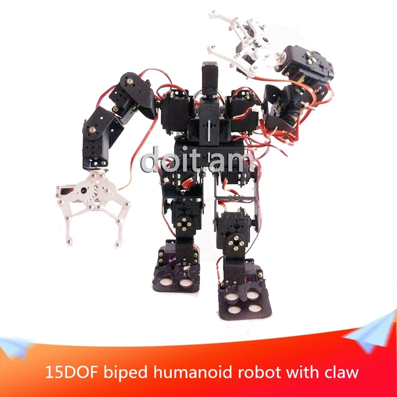 DIY Robot 15 Degrees of Freedom Biped Humanoid Walking Full Set Servo Bracket Accessories +Claw+Steering Gear | Игрушки и хобби
