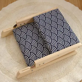 

Japanese tatami chair cushion solid wood stool back folding chair legless lazy dormitory bed seat and room chair