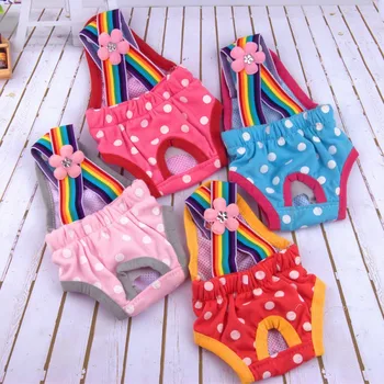 

Rainbow Cute Dots Physiological Shorts Puppy Rainbow Diapers Pants Breathable Panties Pet Dot Sanitary Underwear Briefs