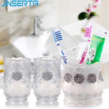 

JINSERTA Toothbrush Holder Bathroom Wash Set Mouthwash Cup Luxury Resin Home Hotel Bathroom Accessories Decor Organizer