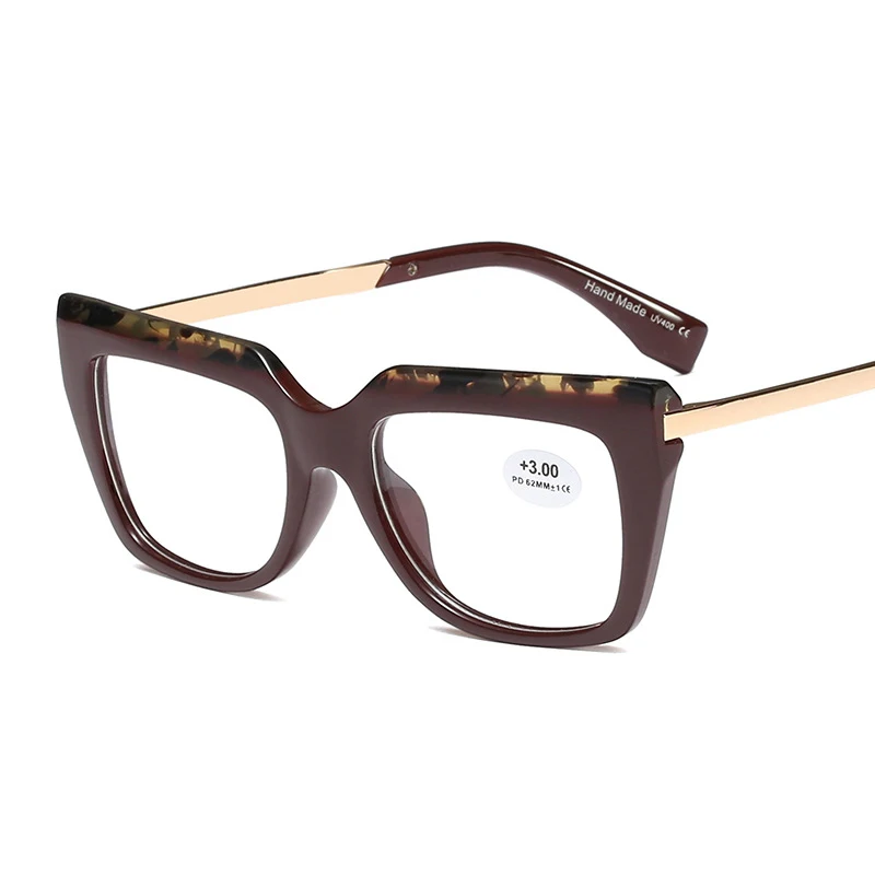 Модные мужские очки для чтения с большой толстой квадратной оправой, металлические дужки, очки для пресбиопии высокой четкости+ 0,5+ 1,5+ 2,0+ 2,5