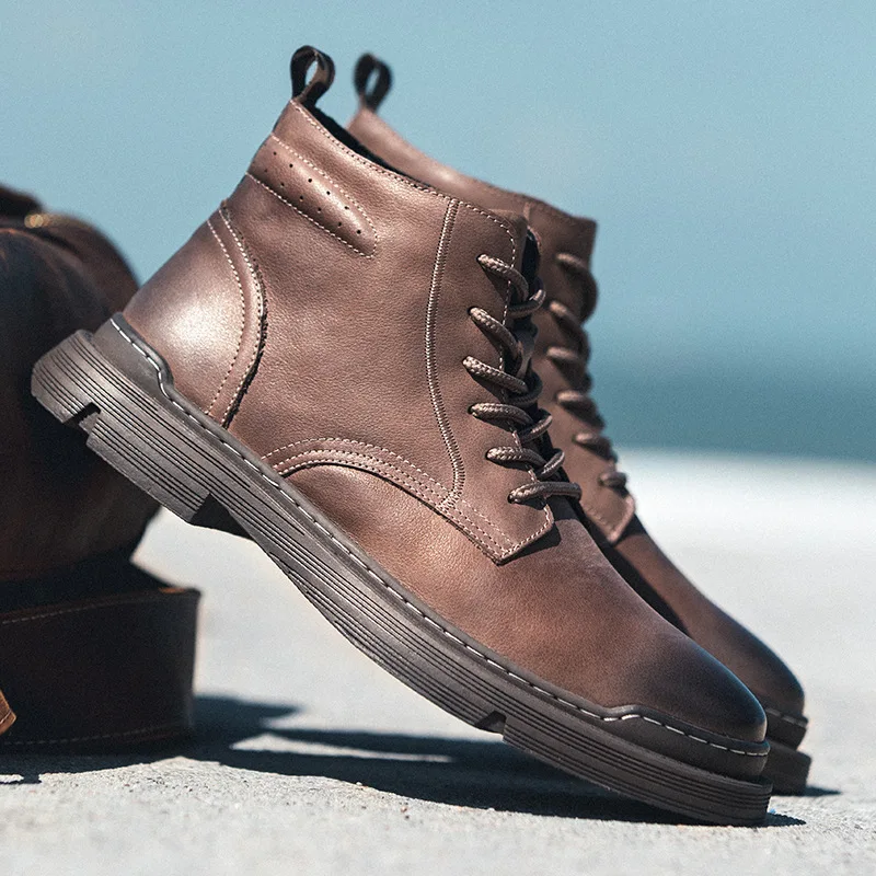 Botas de ante esmeriladas para hombre, botines de ante con cordones,  informales, personalidad, alta calidad, novedad, otoño e invierno, 444| | -  AliExpress