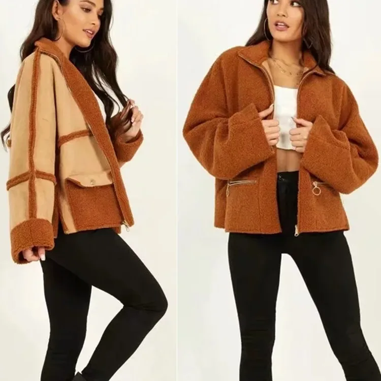 

2019 Autumn And Winter New Style WOMEN'S Dress Long Sleeve Loose-Fit And Negative Double Purpose Versatile Fur Mixed Colors Jack