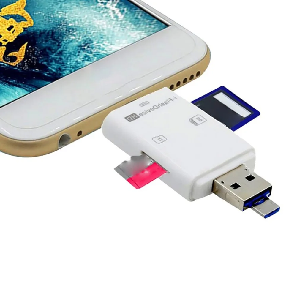 3 в 1 USB Картридер для телефона Универсальный SD кард-ридер для iPhone 6/5s Android для фотоаппарата, планшета, ПК Аксессуары