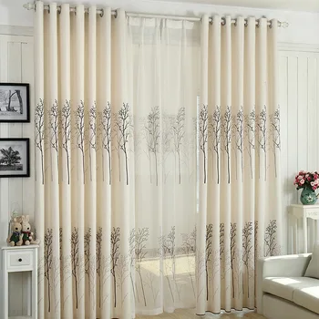 

Cotton and Linen Semi-Shading Curtain High-End Living Room Study Perforated Spot curtains for living dining room bedroom