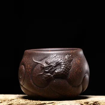 

1 CUP 110ML YIXING ORIGINAL ORE PURPLE SAND TEA SMALL CUP HANDMADE TEA CEREMONY ZERO WITH FISH DRAGON CUP