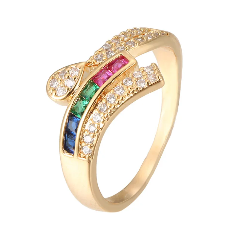 

Ring Rainbow Series Ring Inlay Color Square Zircon Ring Drops Cross Fashion Lady Rings Engagement Ring Jewelry