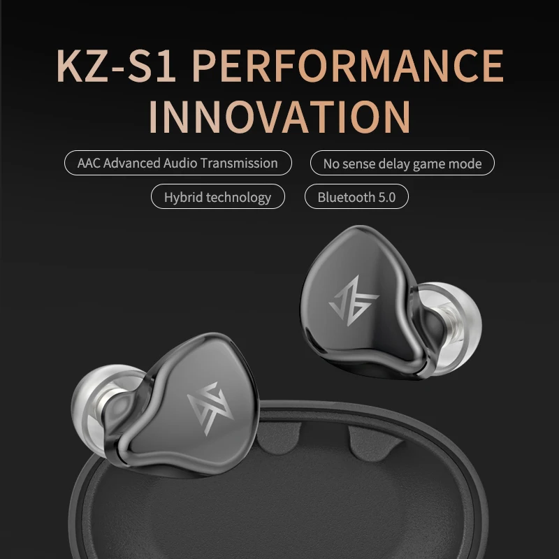 KZ S1 S1D TWS Ture Беспроводные Bluetooth 5,0 спортивные наушники-вкладыши динамический/Гибридный наушник