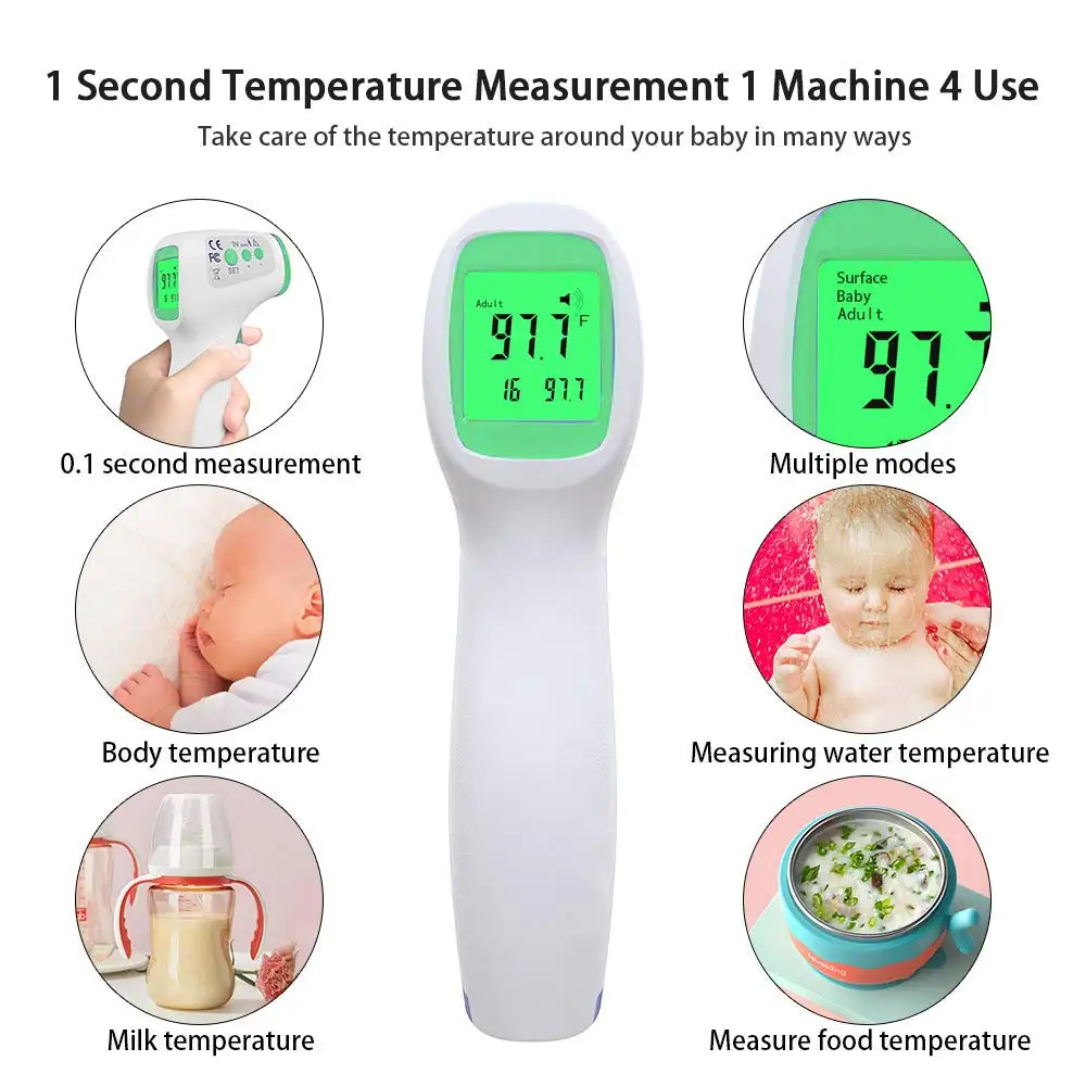 

2pcs/Set Digital Non-Contact Infrared Accurate Thermometer LCD Display Instant Readings Forehead For Adults Kids Baby