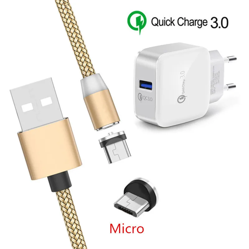 Магнитный зарядный кабель Micro USB alcatel 1s QC 3 0 быстрое зарядное устройство для Samsung A3