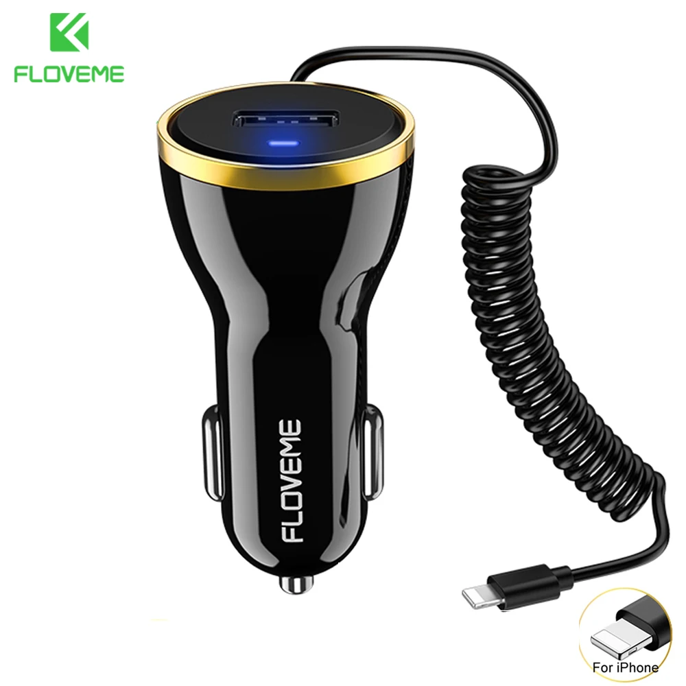 FLOVEME автомобильное зарядное устройство для телефона мини USB Автомобильное iPhone 12
