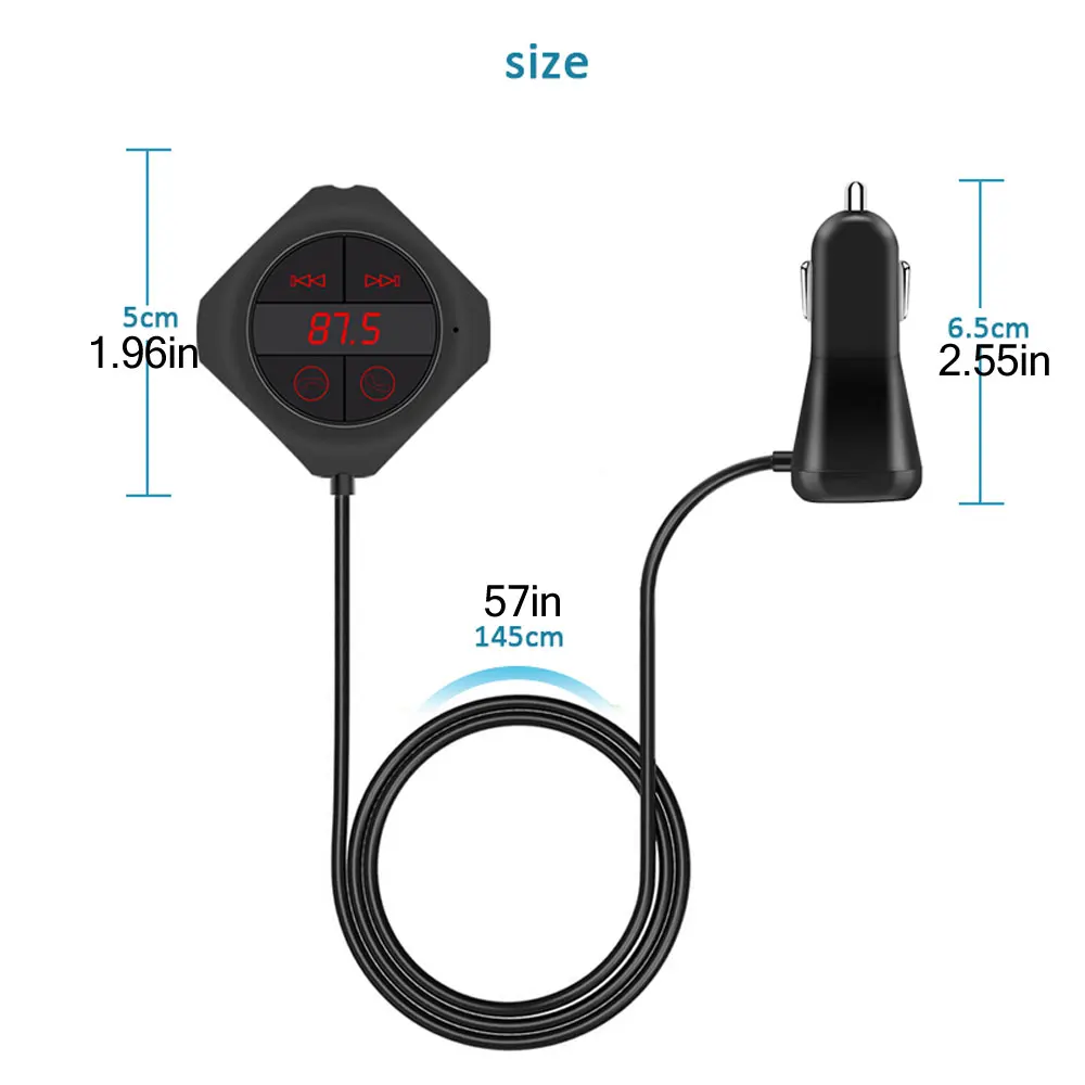 1 шт. Bluetooth приемник автомобильный комплект с двумя портами USB Автомобильное зарядное устройство и Магнитная база для IOS Android и т. д. смартфонов планшета