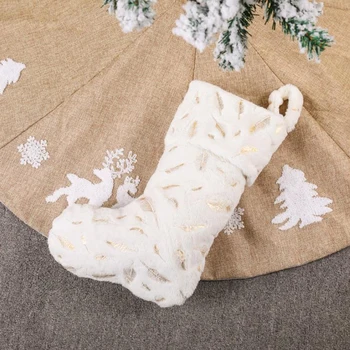 

Sock Trees Sock Bag Candy Bag Christmas Snowflake Embroidered Plush Christmas Stocking Christmas Pendant Hanging Ornaments