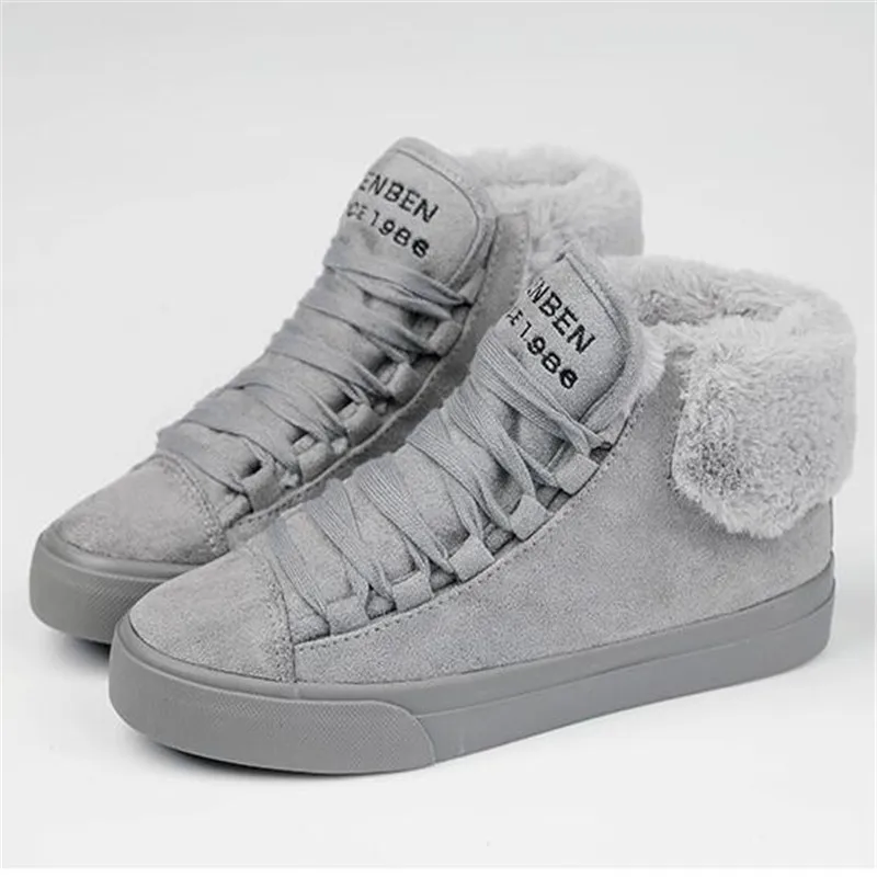 Feiyitu/женские ботинки; коллекция года; Брендовые женские зимние ботинки; нескользящие модные повседневные зимние ботинки; женская обувь; Размеры 35-40; цвет розовый, черный, хаки - Цвет: gray