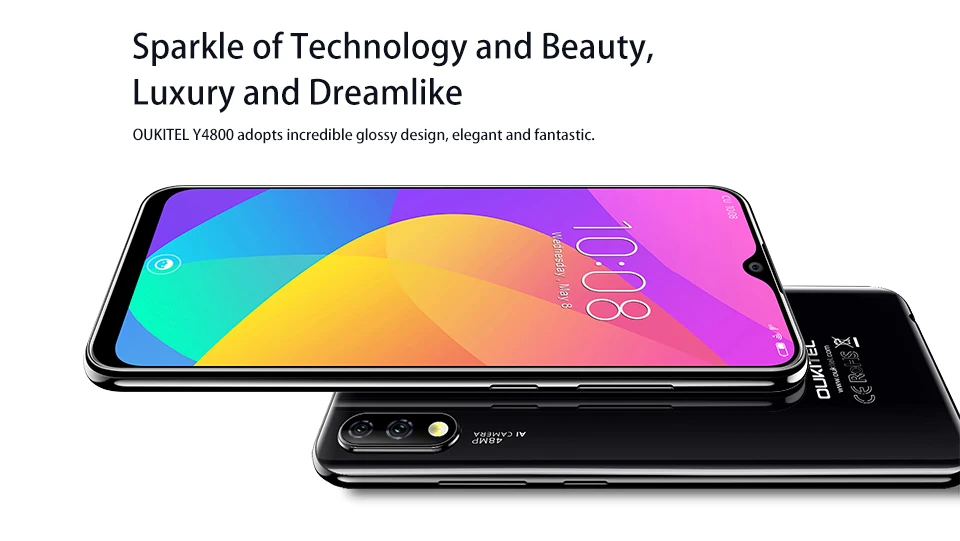 OUKITEL Y4800 6," FHD+ смартфон с большим экраном Android 9,0 Восьмиядерный 6G 128G отпечаток пальца 4000mAh 9 V/2A мобильный телефон для распознавания лица